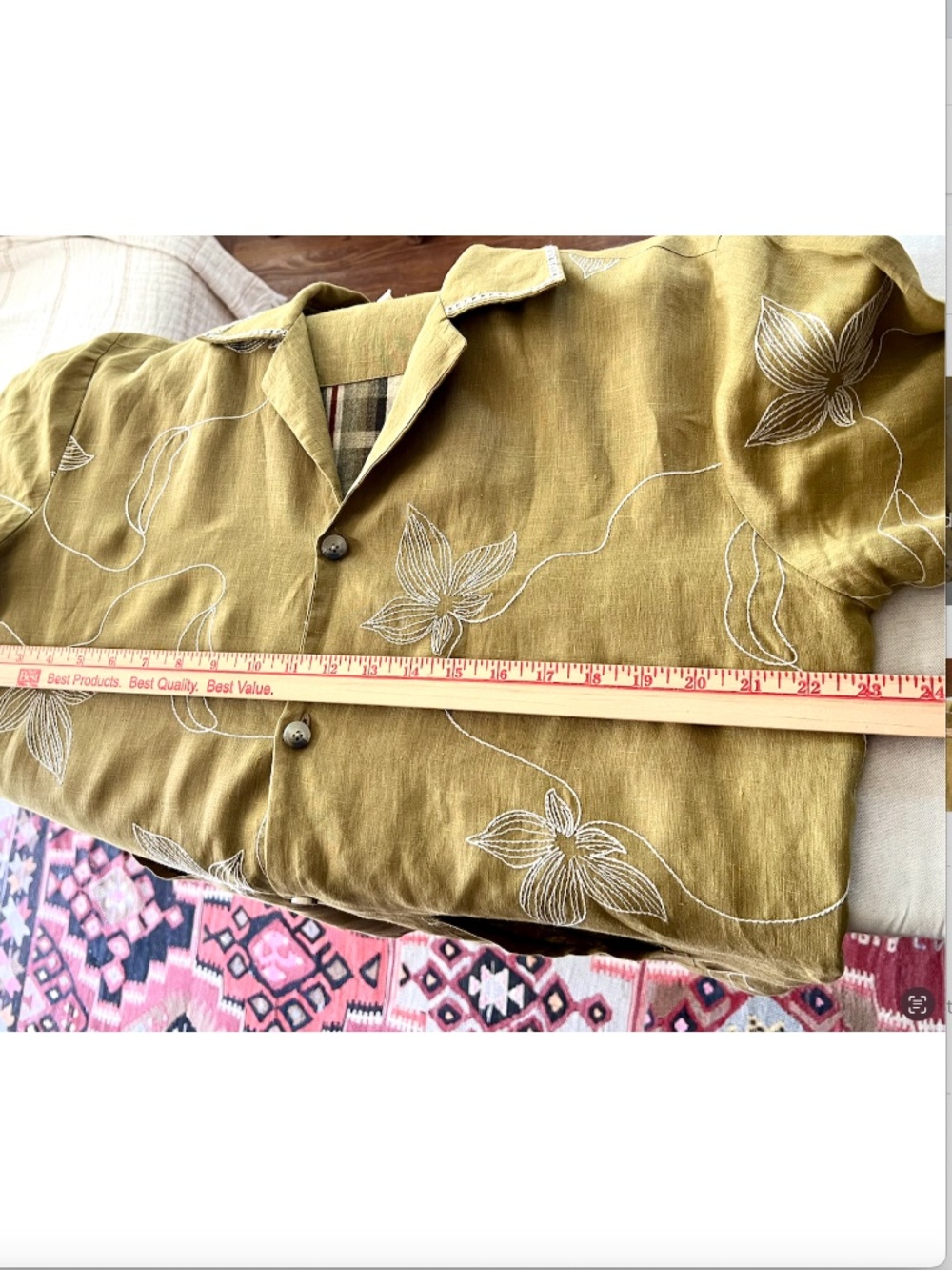 CORD STUDIO India 'Bloomer' Embroidered Linen Floral Jacket in Mustard - S - Picture 10 of 11